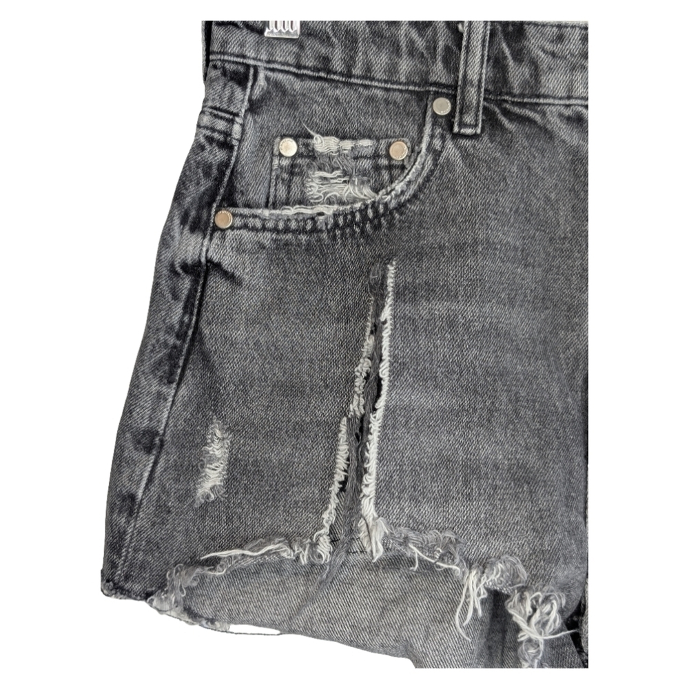 Zara Edgy Black Distressed Denim Festival Shorts | High Rise | Size 4, Small - Picture 3 of 6